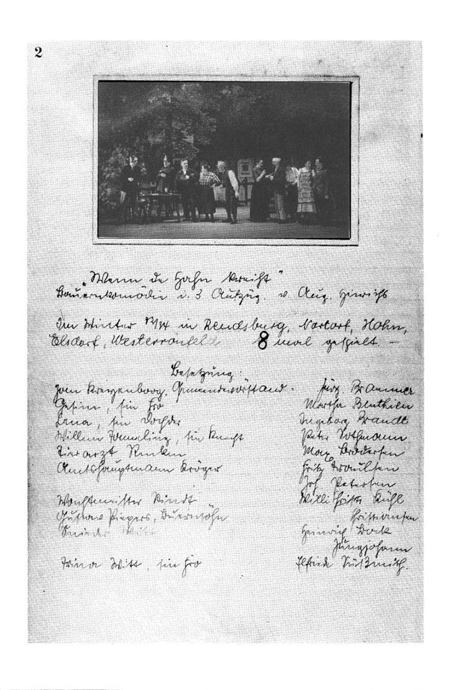 Gründungsurkunde der Niederdeutschen Bühne Rendsburg von 1934